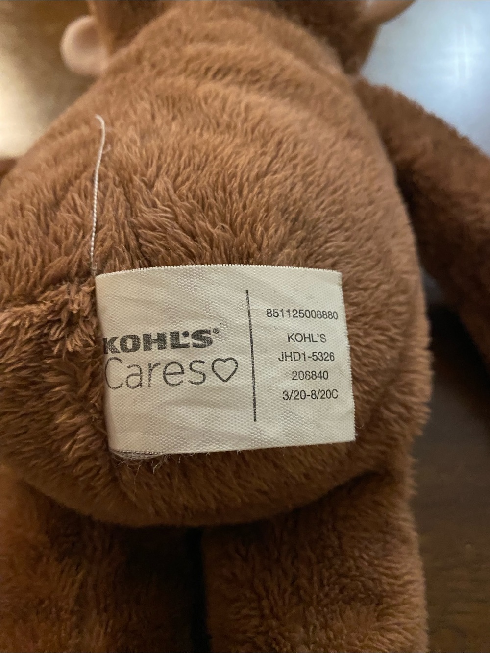 Plush Brown Monkey Stuffed Animal - Picture 3 of 3